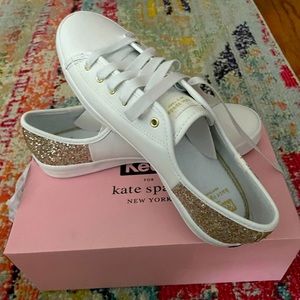 Kate Spade New York sneakers with flower and gold glitter